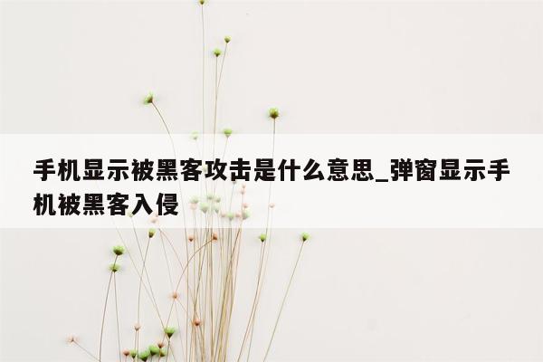 手机显示被黑客攻击是什么意思_弹窗显示手机被黑客入侵