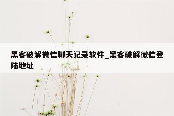 黑客破解微信聊天记录软件_黑客破解微信登陆地址