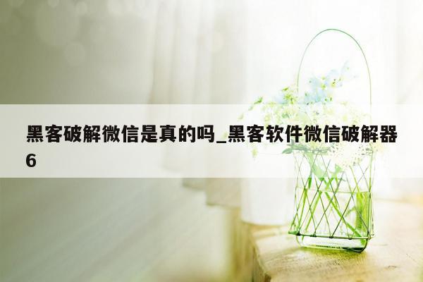 黑客破解微信是真的吗_黑客软件微信破解器6