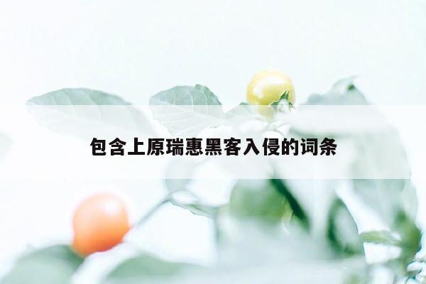 包含上原瑞惠黑客入侵的词条