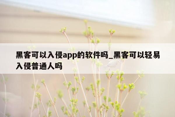 黑客可以入侵app的软件吗_黑客可以轻易入侵普通人吗