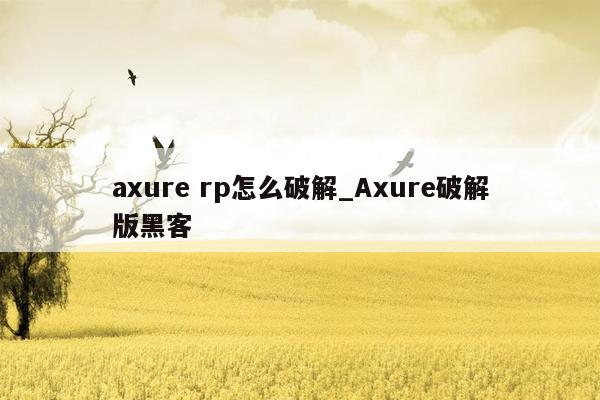 axure rp怎么破解_Axure破解版黑客