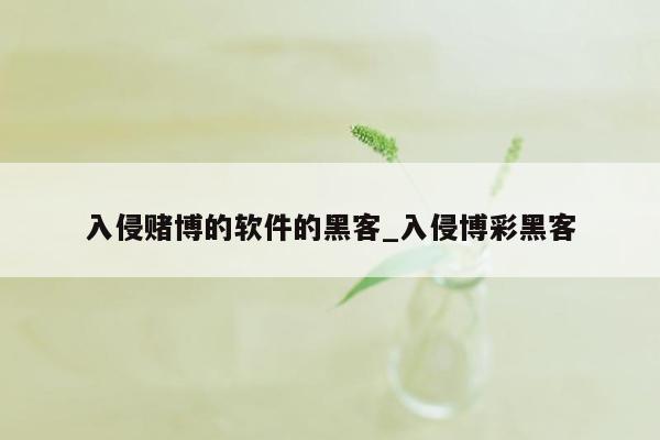 入侵赌博的软件的黑客_入侵博彩黑客