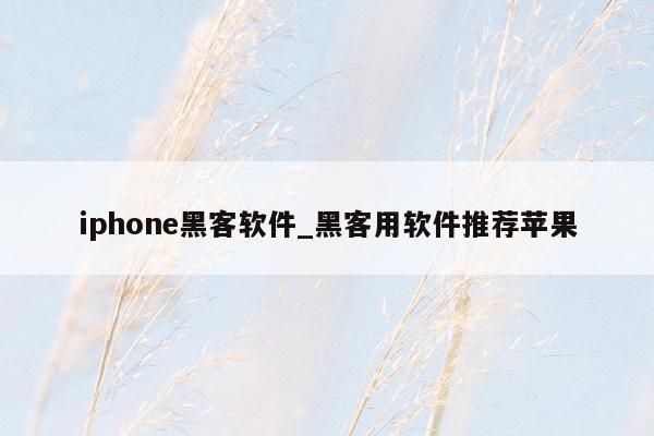 iphone黑客软件_黑客用软件推荐苹果