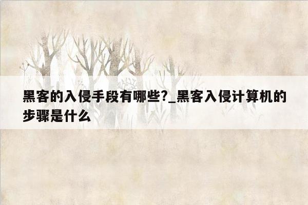 黑客的入侵手段有哪些?_黑客入侵计算机的步骤是什么