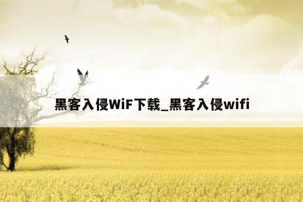 黑客入侵WiF下载_黑客入侵wifi