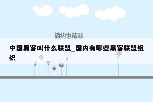 中国黑客叫什么联盟_国内有哪些黑客联盟组织