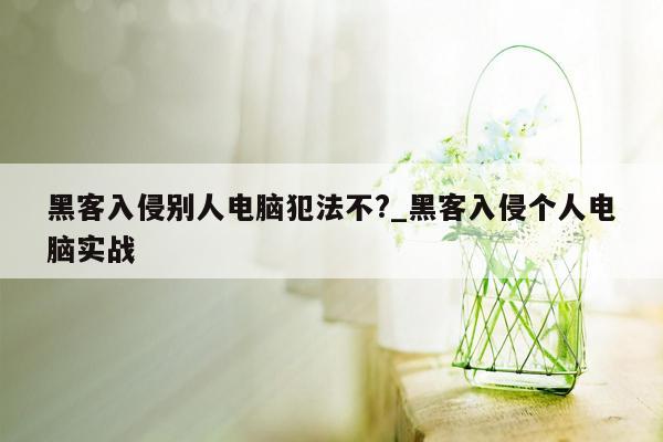 黑客入侵别人电脑犯法不?_黑客入侵个人电脑实战