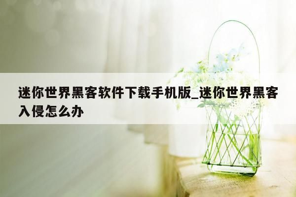 迷你世界黑客软件下载手机版_迷你世界黑客入侵怎么办