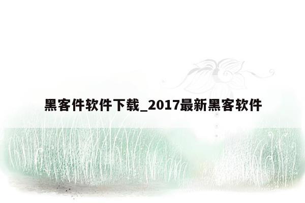 黑客件软件下载_2017最新黑客软件