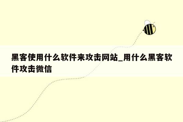 黑客使用什么软件来攻击网站_用什么黑客软件攻击微信