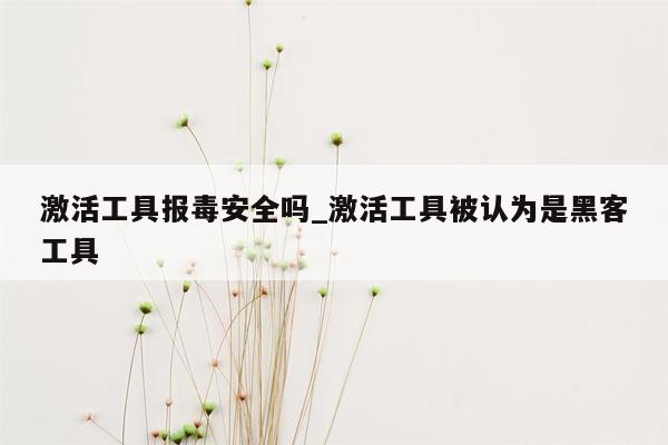 激活工具报毒安全吗_激活工具被认为是黑客工具