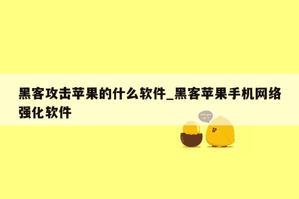 黑客攻击苹果的什么软件_黑客苹果手机网络强化软件