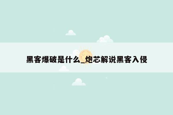 黑客爆破是什么_炮芯解说黑客入侵