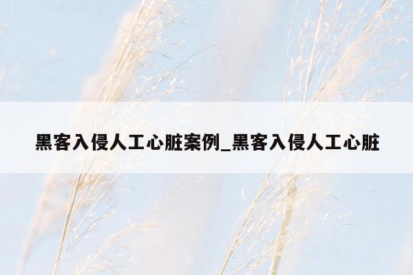 黑客入侵人工心脏案例_黑客入侵人工心脏