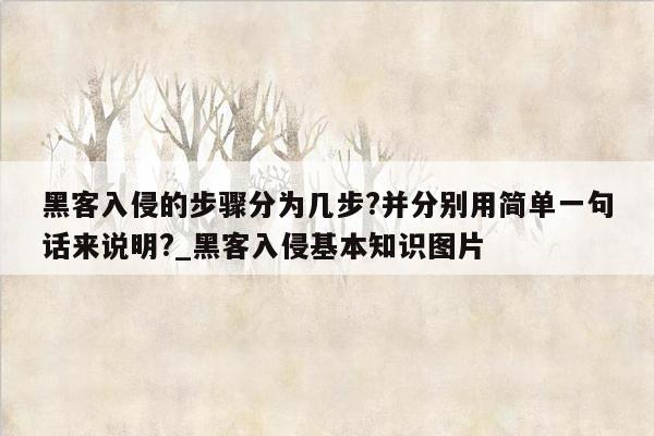 黑客入侵的步骤分为几步?并分别用简单一句话来说明?_黑客入侵基本知识图片