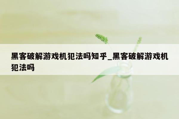 黑客破解游戏机犯法吗知乎_黑客破解游戏机犯法吗