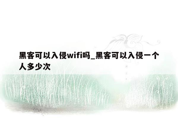 黑客可以入侵wifi吗_黑客可以入侵一个人多少次