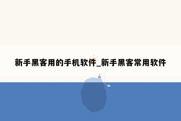 新手黑客用的手机软件_新手黑客常用软件