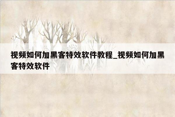 视频如何加黑客特效软件教程_视频如何加黑客特效软件