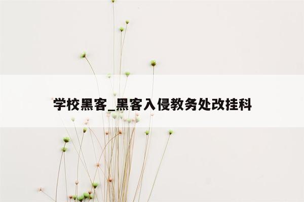 学校黑客_黑客入侵教务处改挂科