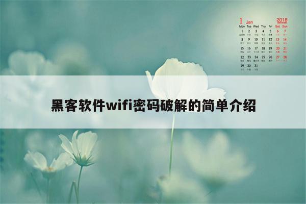 黑客软件wifi密码破解的简单介绍