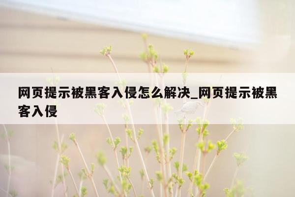 网页提示被黑客入侵怎么解决_网页提示被黑客入侵