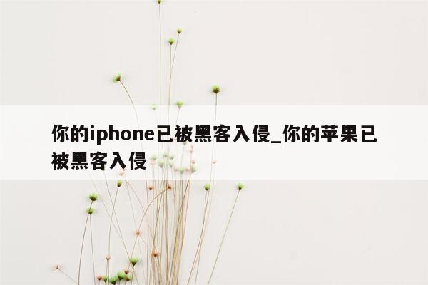 你的iphone已被黑客入侵_你的苹果已被黑客入侵