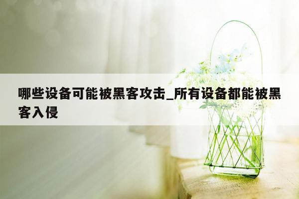 哪些设备可能被黑客攻击_所有设备都能被黑客入侵