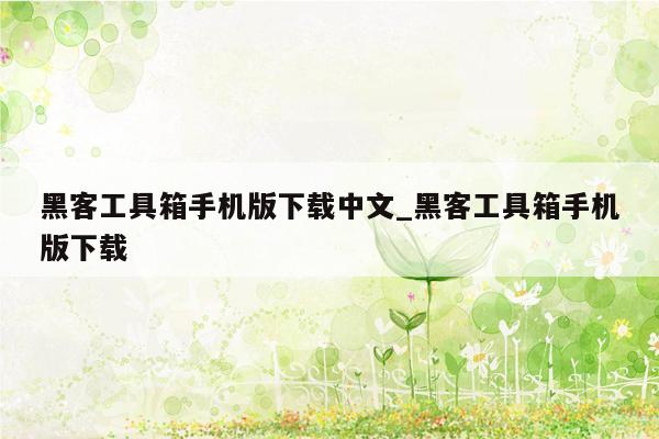 黑客工具箱手机版下载中文_黑客工具箱手机版下载