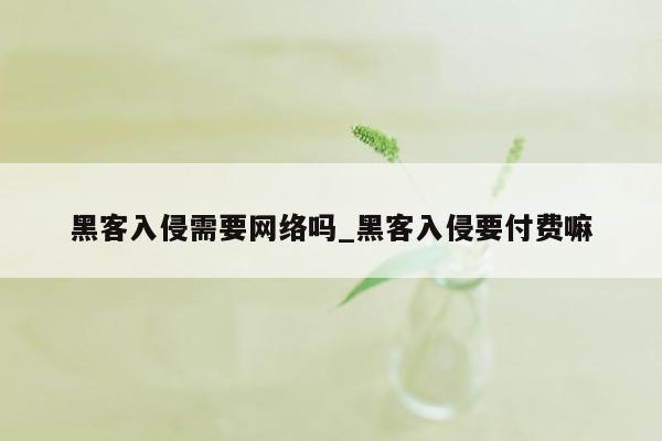 黑客入侵需要网络吗_黑客入侵要付费嘛