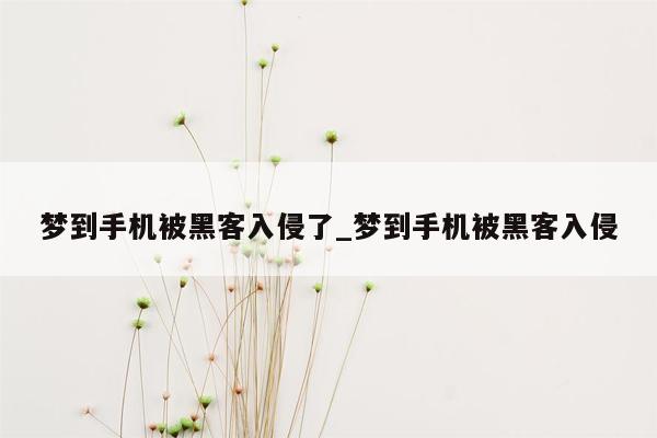 梦到手机被黑客入侵了_梦到手机被黑客入侵