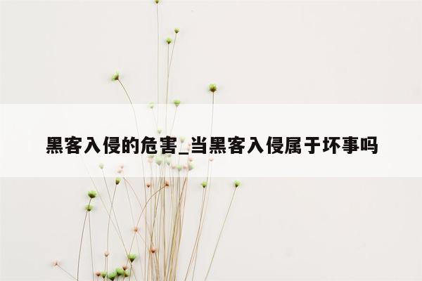 黑客入侵的危害_当黑客入侵属于坏事吗