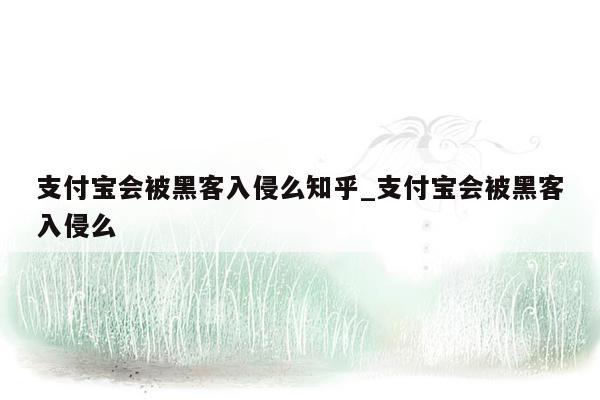 支付宝会被黑客入侵么知乎_支付宝会被黑客入侵么