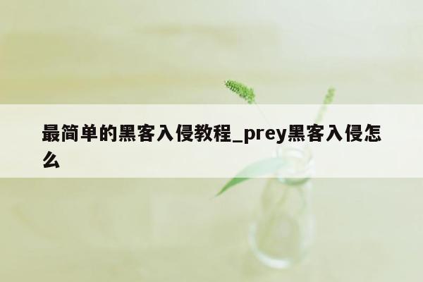 最简单的黑客入侵教程_prey黑客入侵怎么