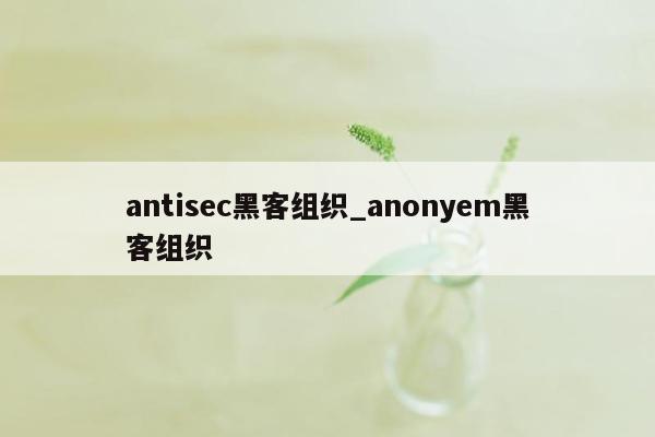 antisec黑客组织_anonyem黑客组织