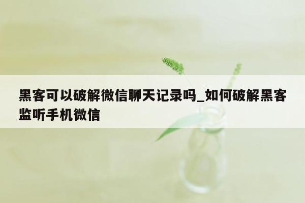 黑客可以破解微信聊天记录吗_如何破解黑客监听手机微信