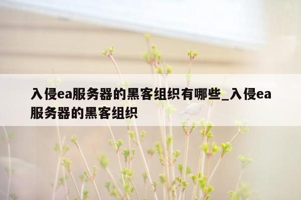 入侵ea服务器的黑客组织有哪些_入侵ea服务器的黑客组织