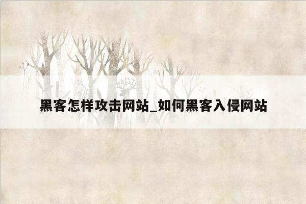 黑客怎样攻击网站_如何黑客入侵网站