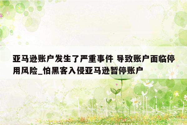 亚马逊账户发生了严重事件 导致账户面临停用风险_怕黑客入侵亚马逊暂停账户